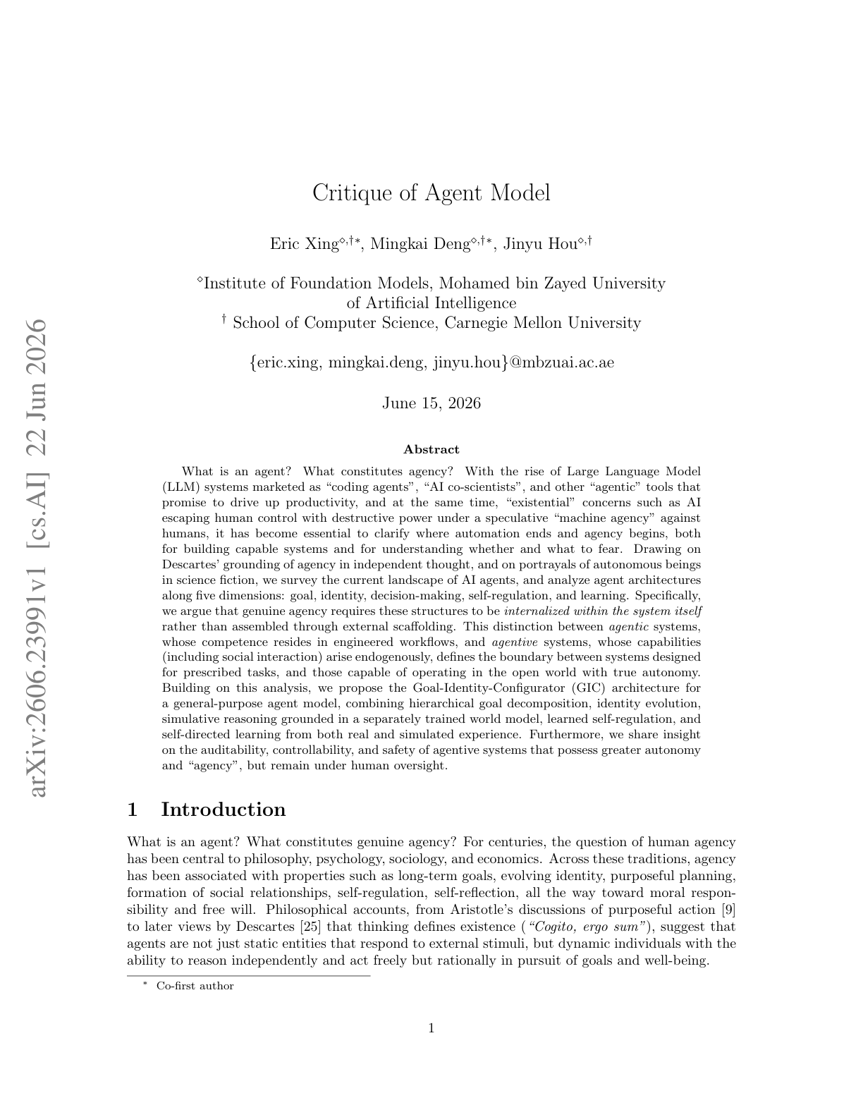 Critique of the Agent Model