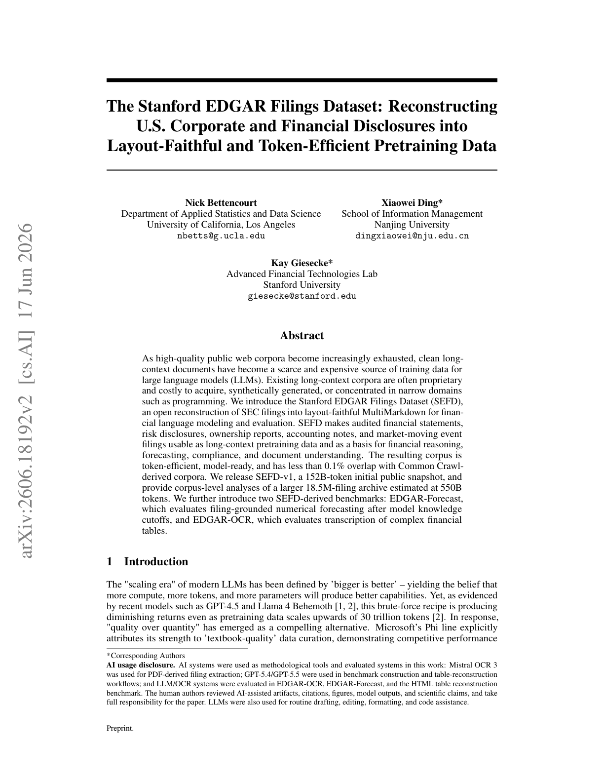 The Stanford EDGAR Filings Dataset
