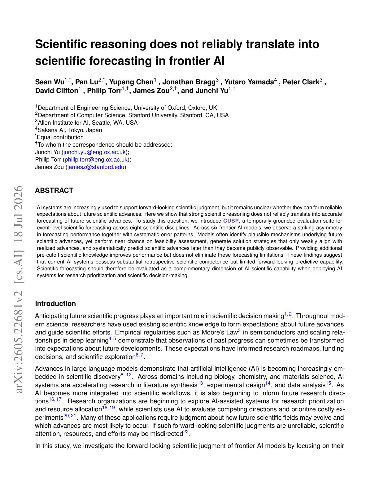 Forecasting Scientific Progress with AI