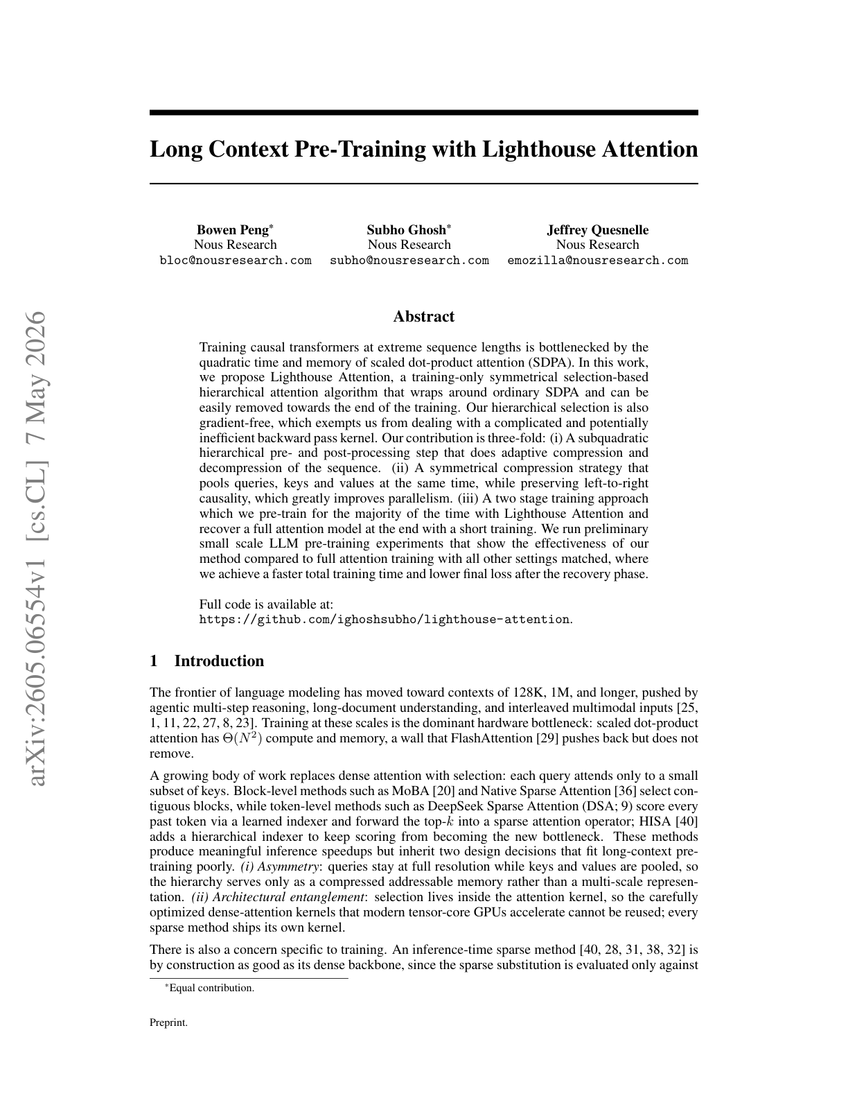 Lighthouse Attention