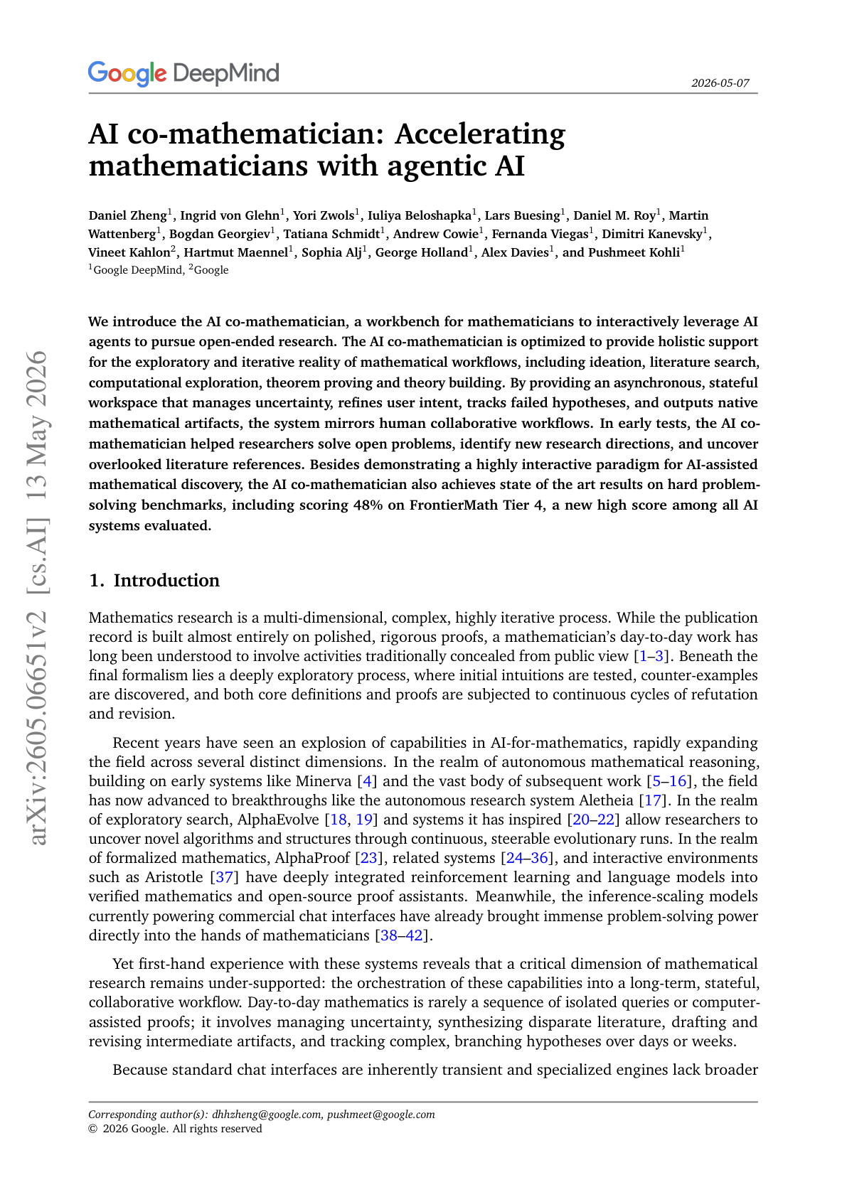 AI Co-Mathematician