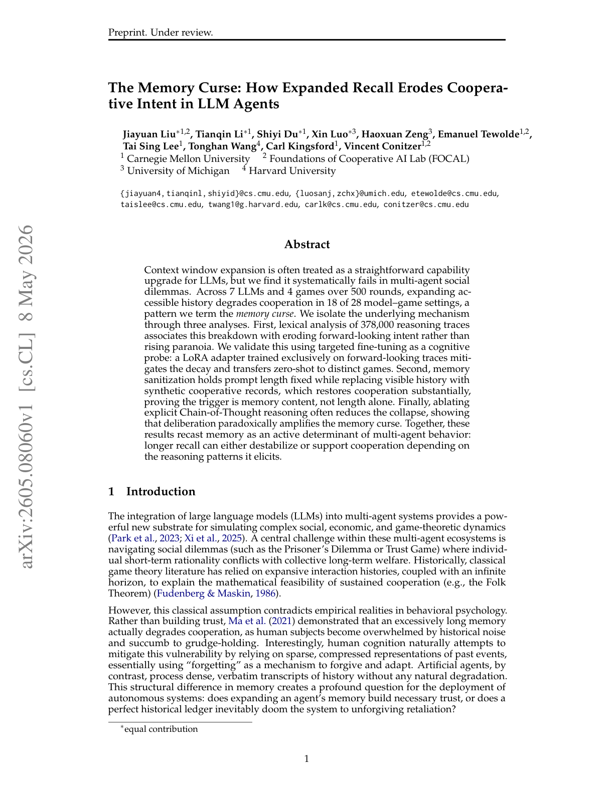 The Memory Curse in LLM Agents