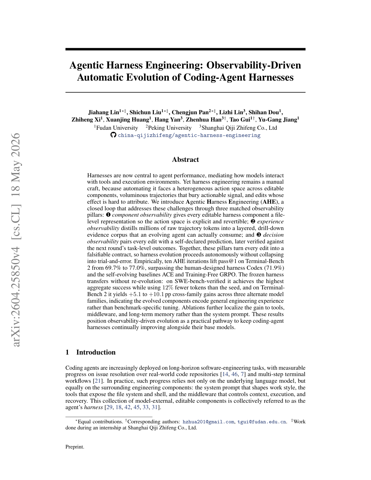 Agentic Harness Engineering