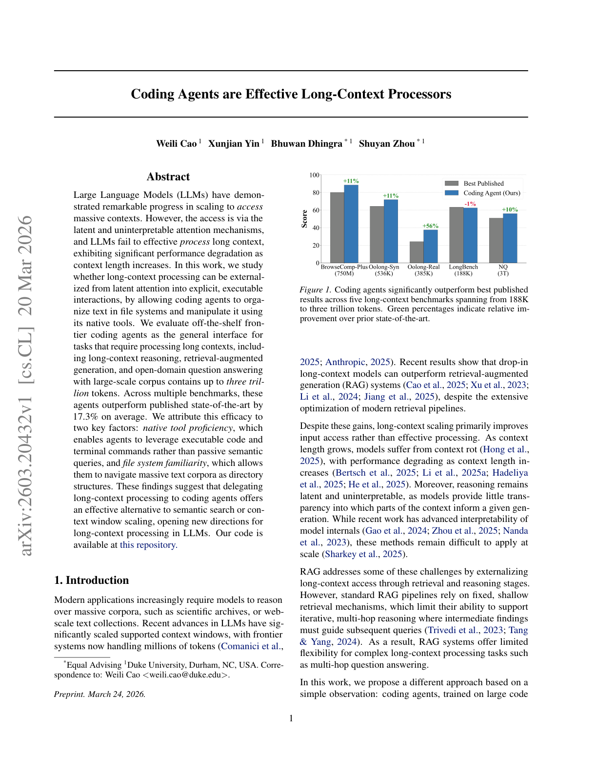 Coding Agents as Long-Context Processors