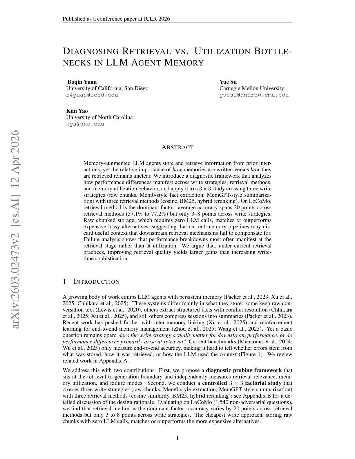 Diagnosing Agent Memory