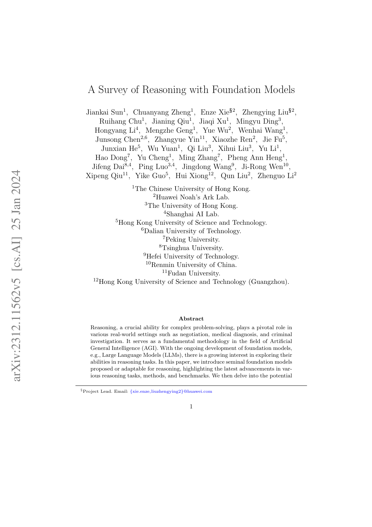 Survey of Reasoning with Foundation Models