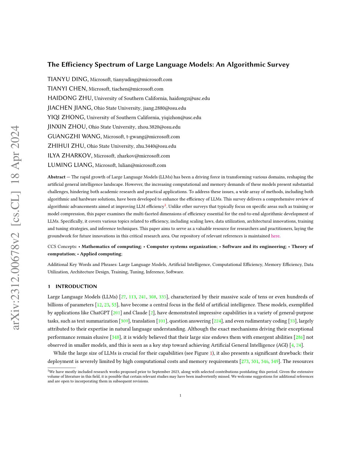 The Efficiency Spectrum of LLMs