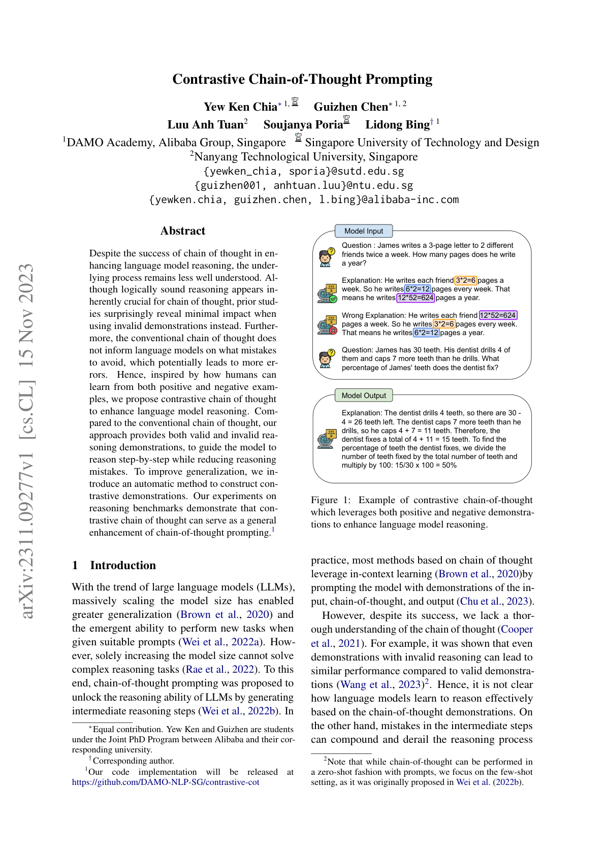 Contrastive Chain-of-Thought