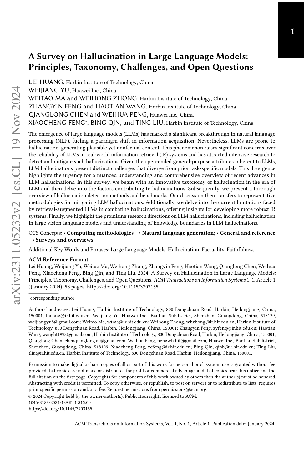Hallucination in LLMs Survey