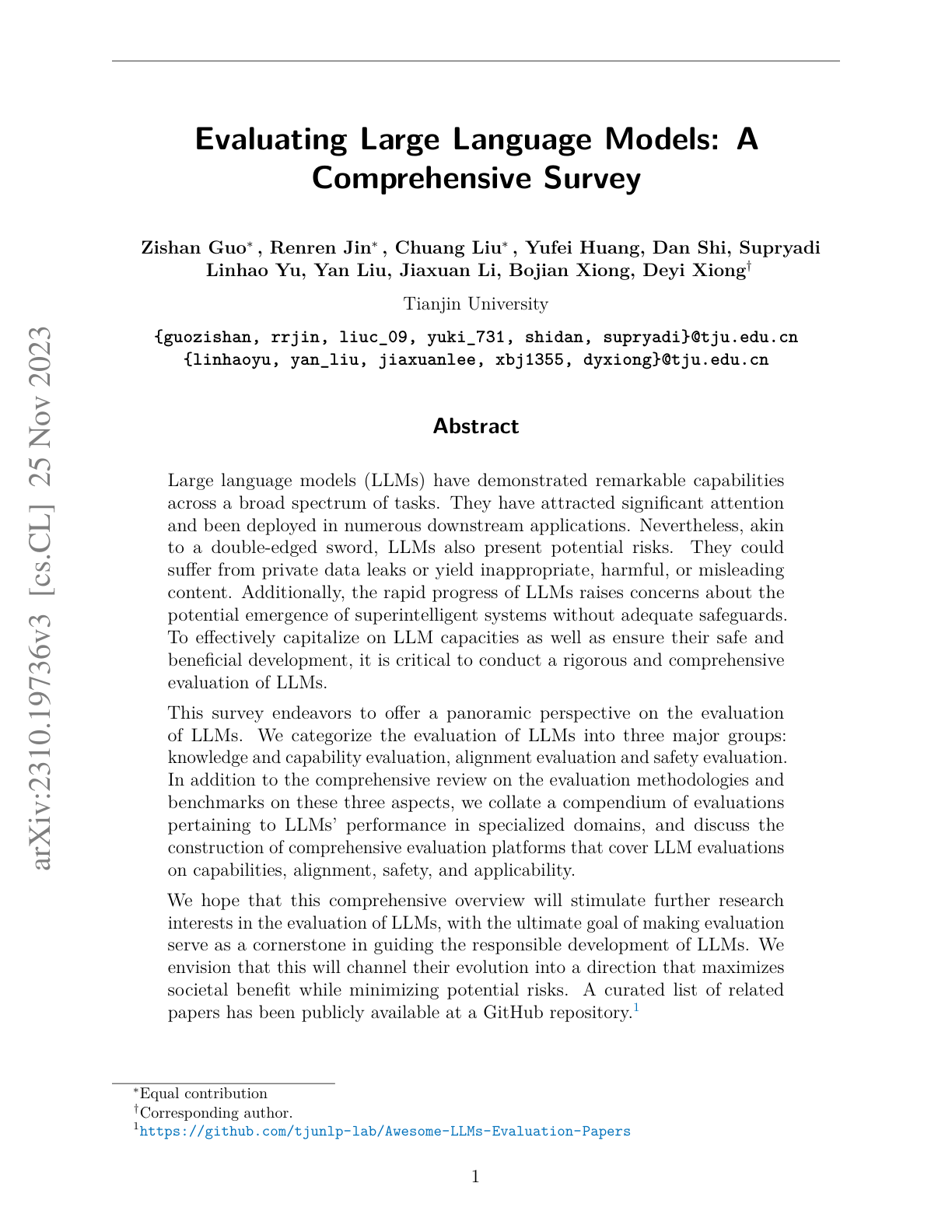 Evaluating LLMs Survey