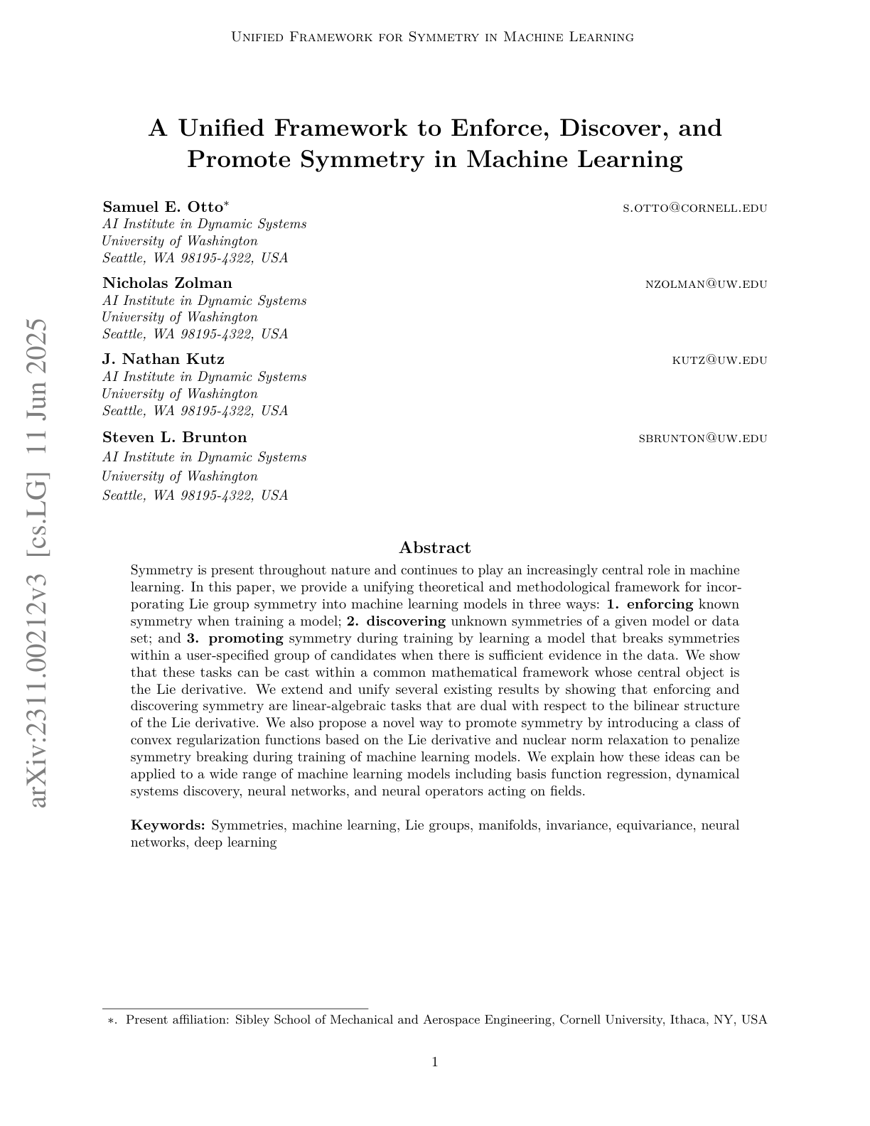 Symmetry in Machine Learning