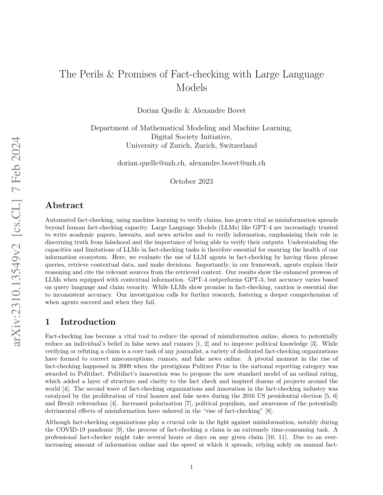 Fact-Checking with LLMs