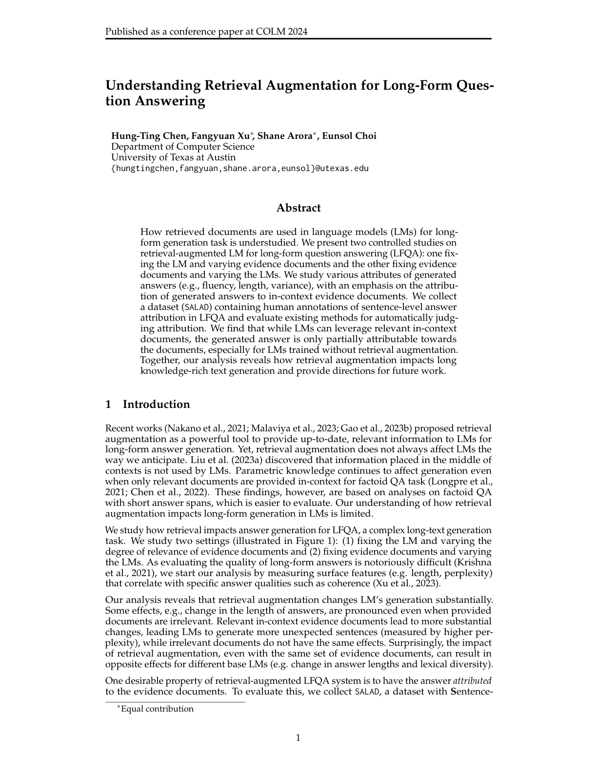 RAG for Long-Form QA