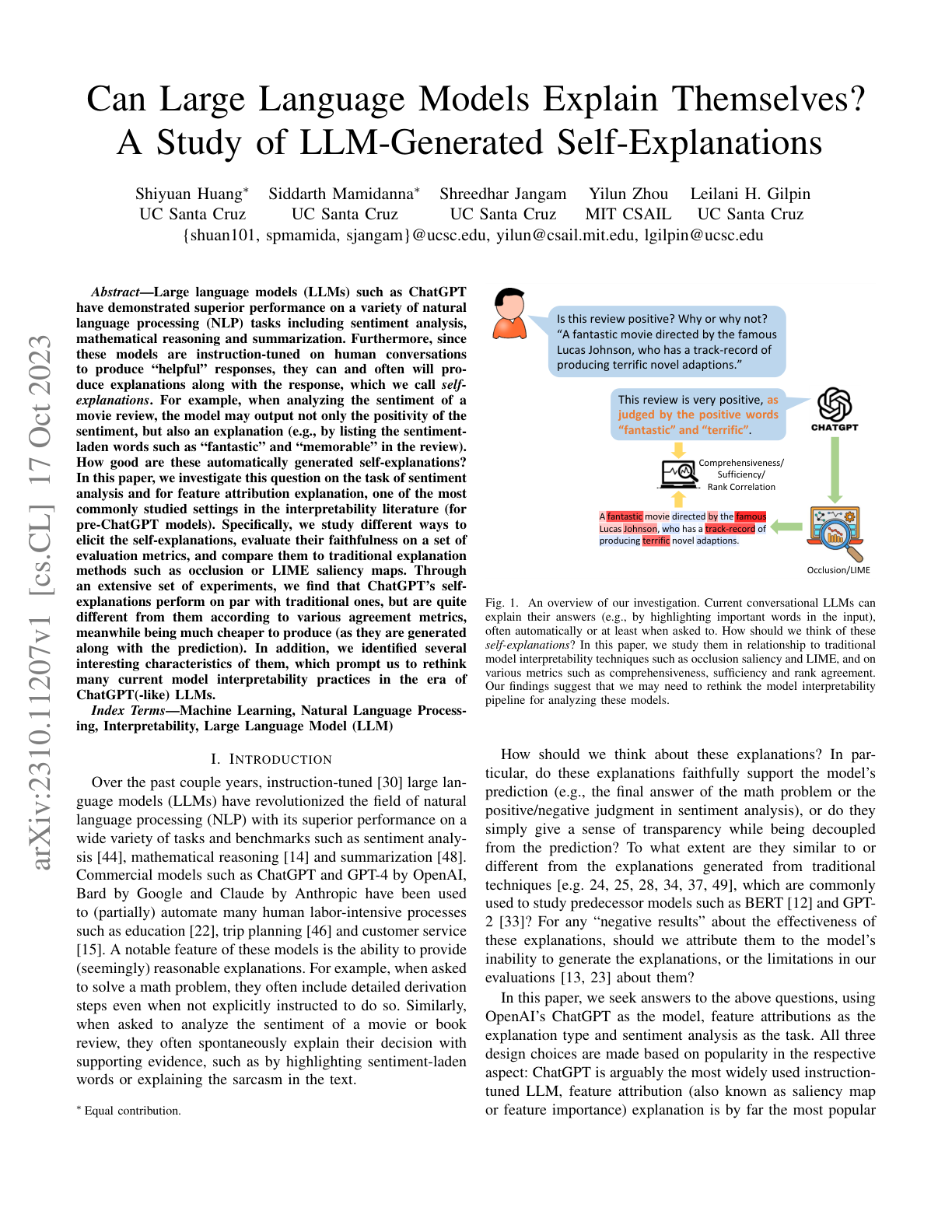 LLM Self-Explanations