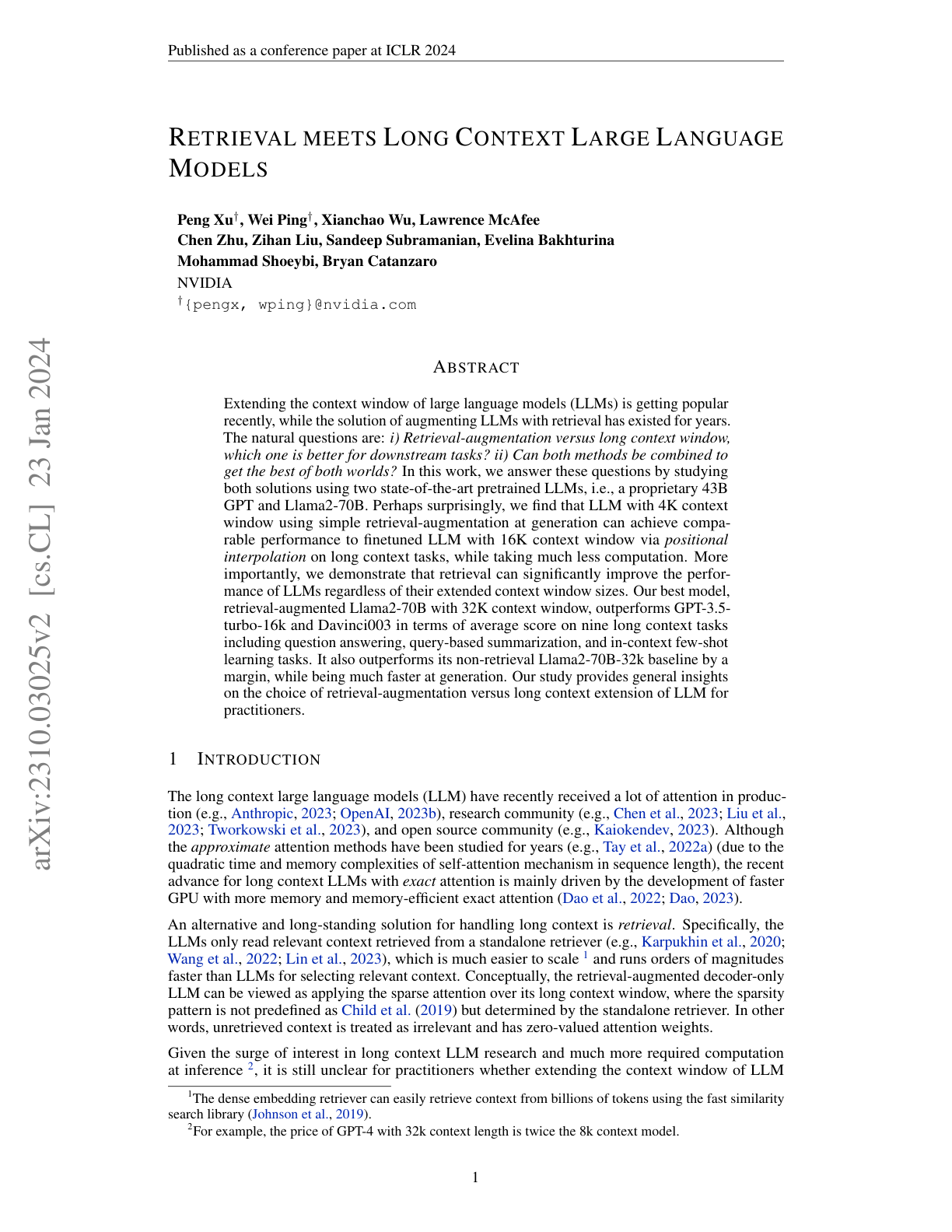 Retrieval Meets Long-Context LLMs