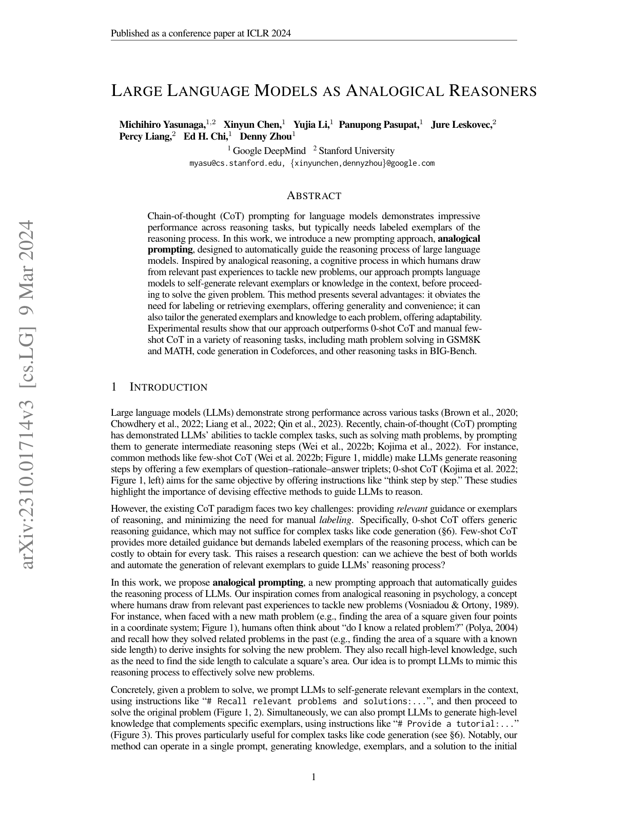 Analogical Prompting