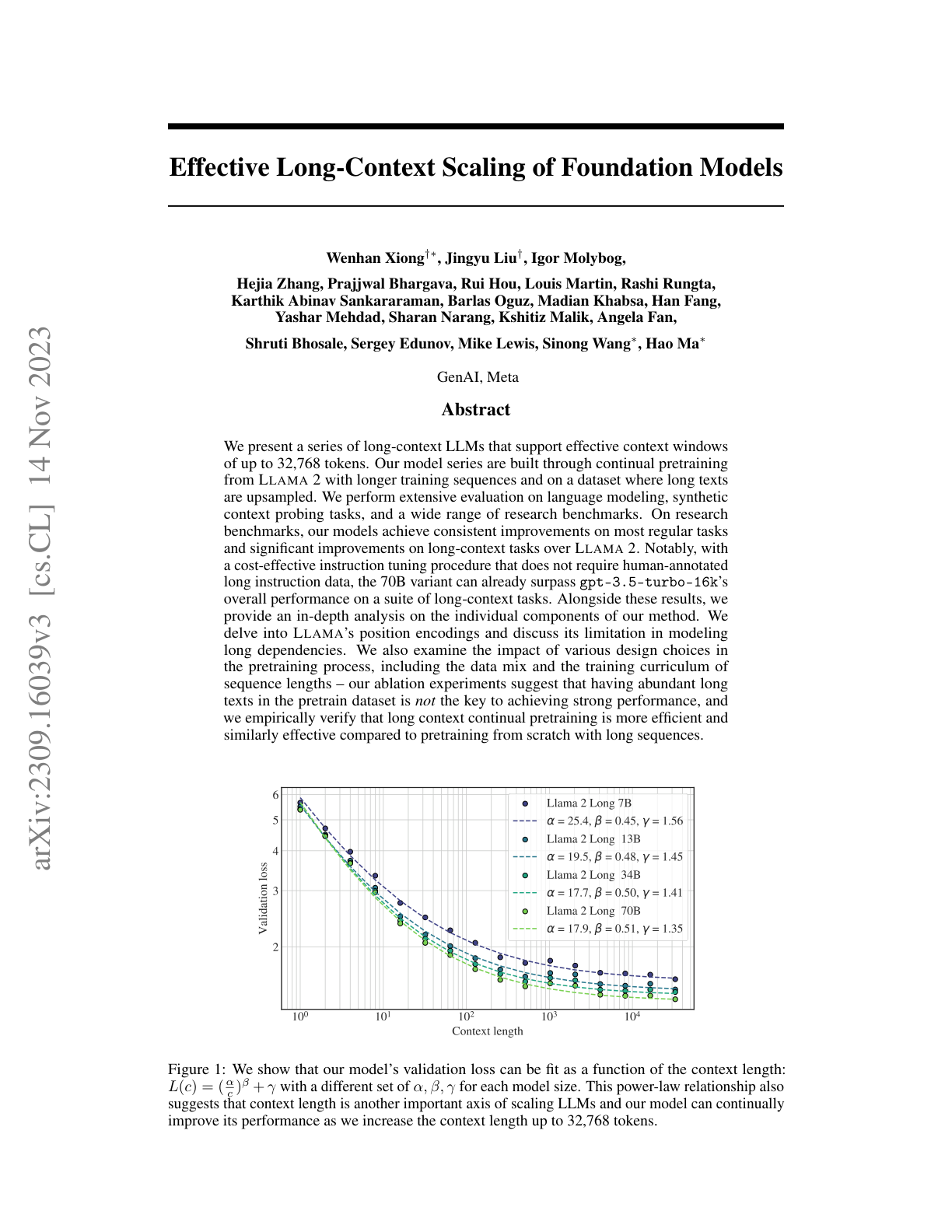 Effective Long-Context Scaling (Meta)