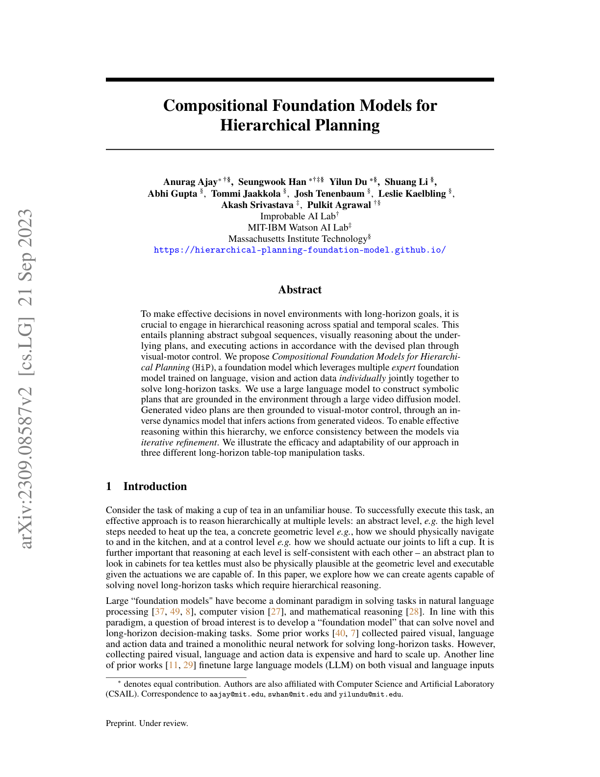 Compositional Foundation Models (HiP)