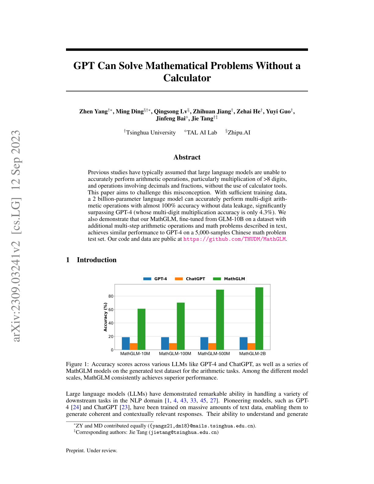 GPT Solves Math Problems Without a Calculator