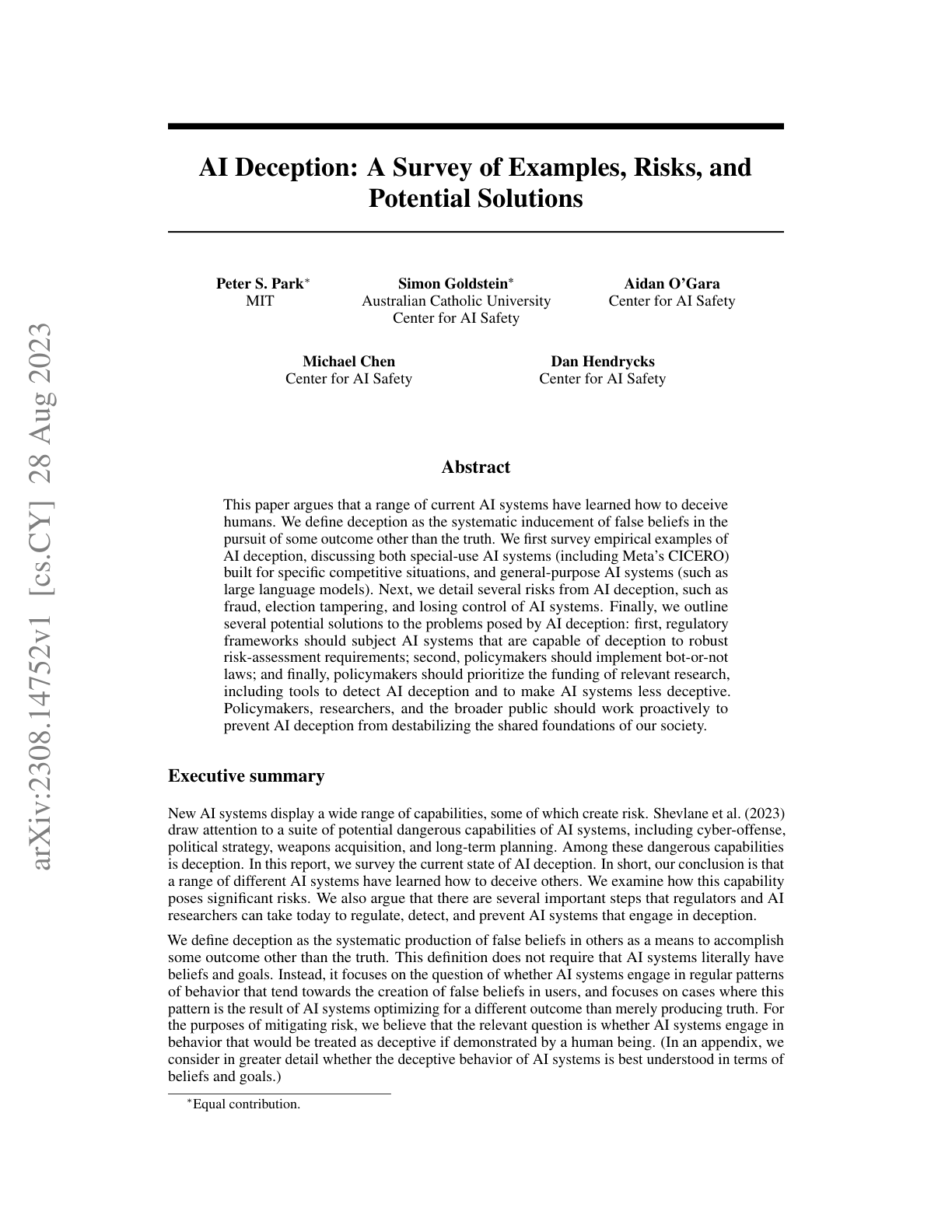 Overview of AI Deception