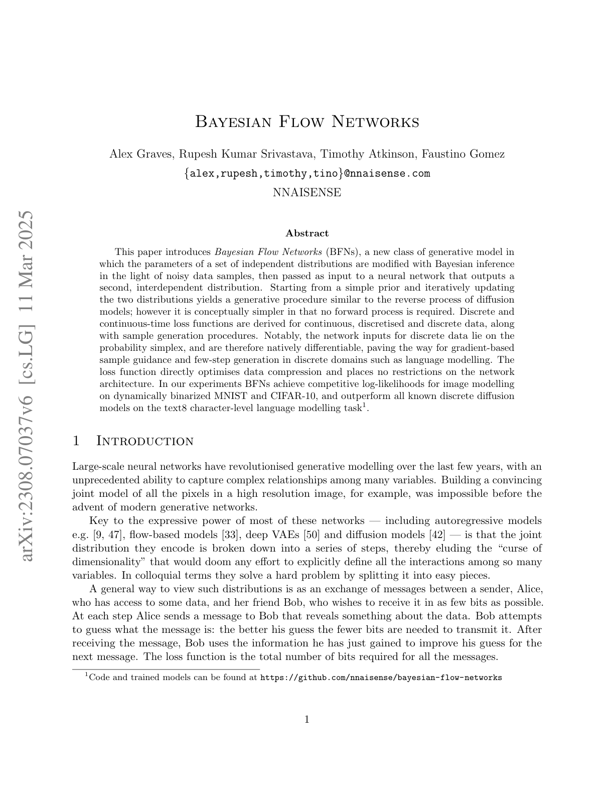 Bayesian Flow Networks (BFN)