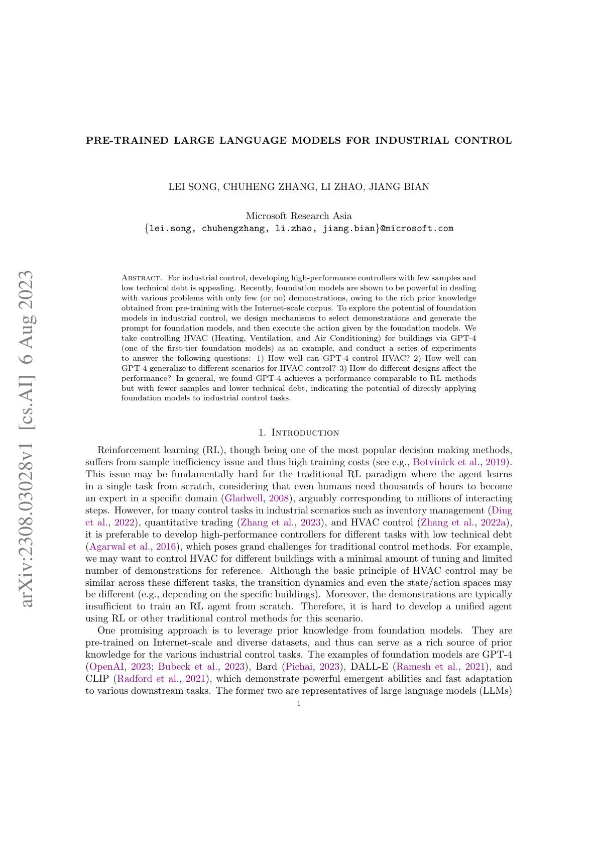 LLMs for HVAC Control