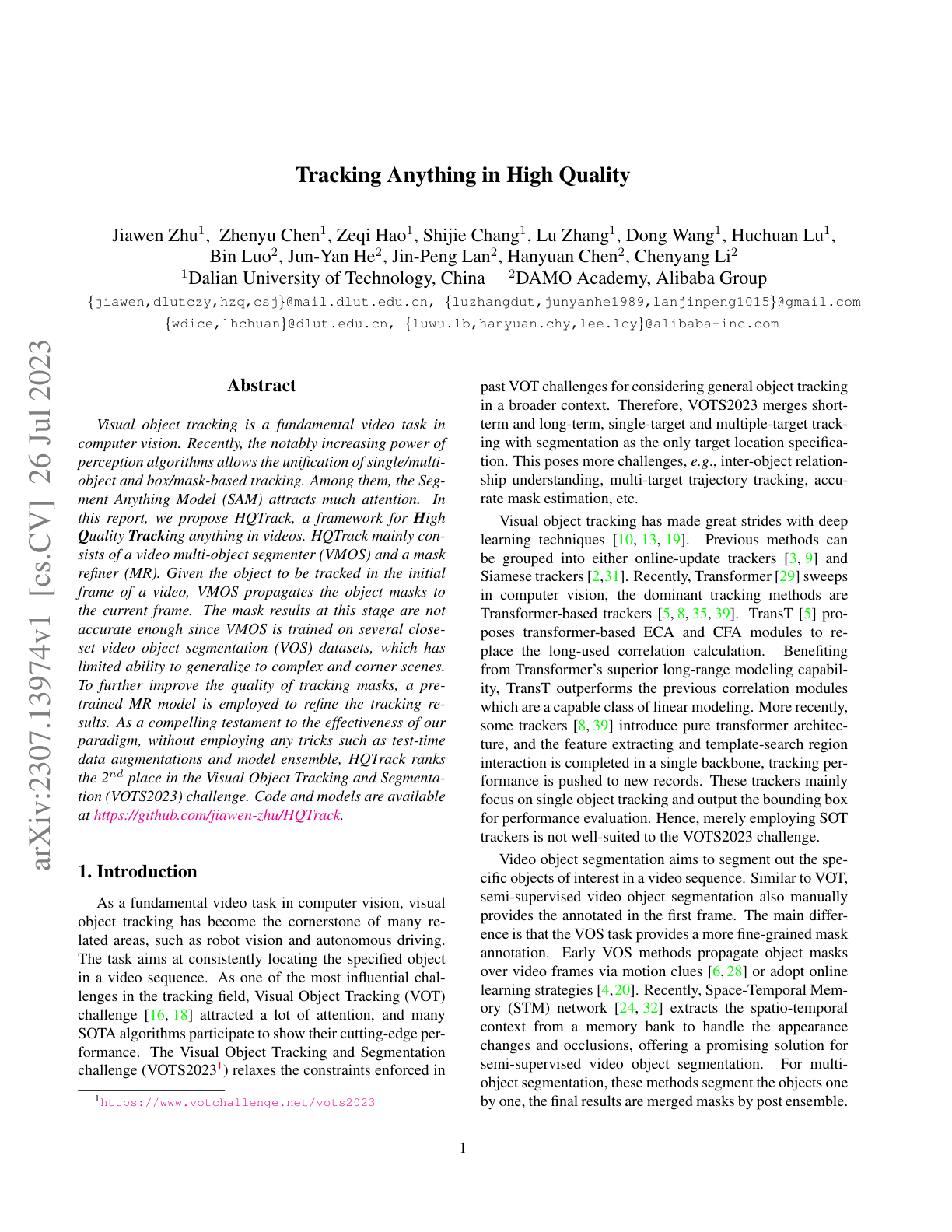 Tracking Anything in High Quality