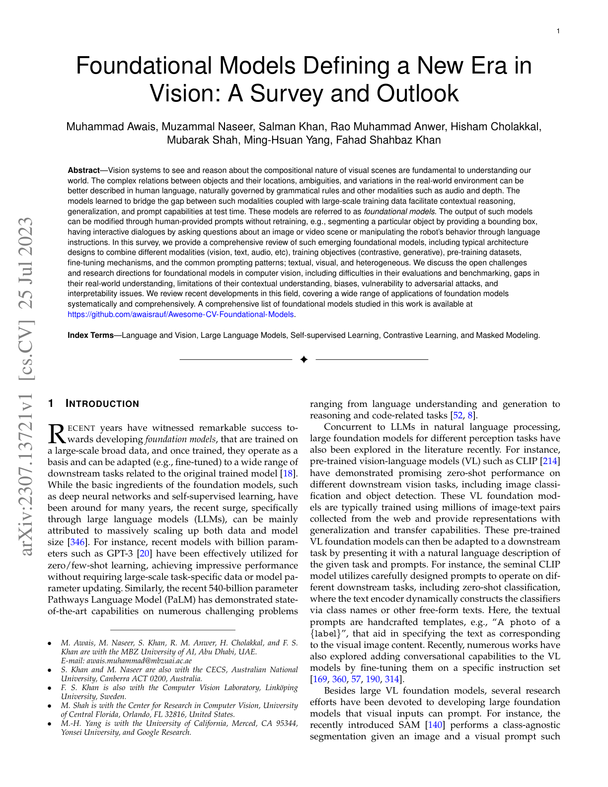 Foundation Models in Vision