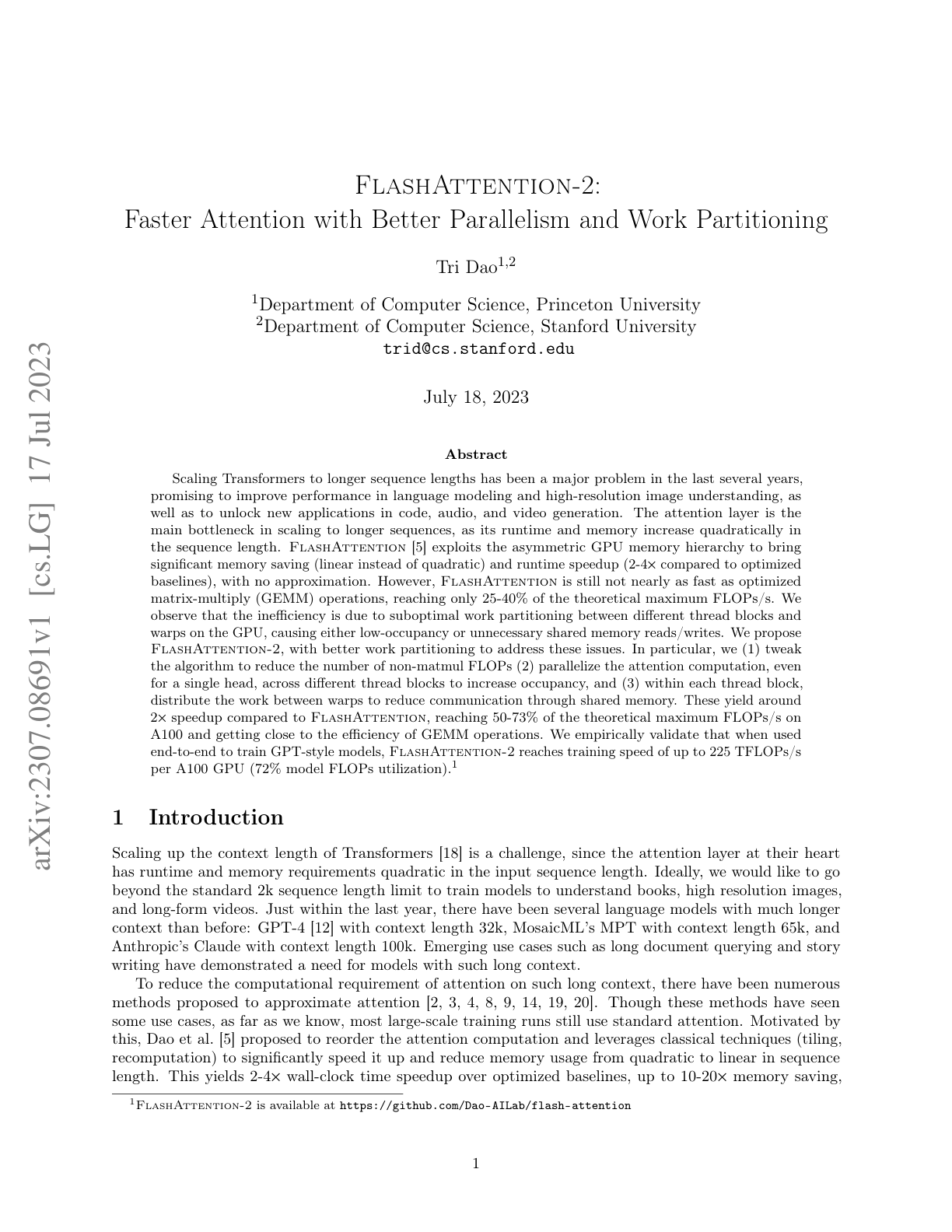 FlashAttention-2