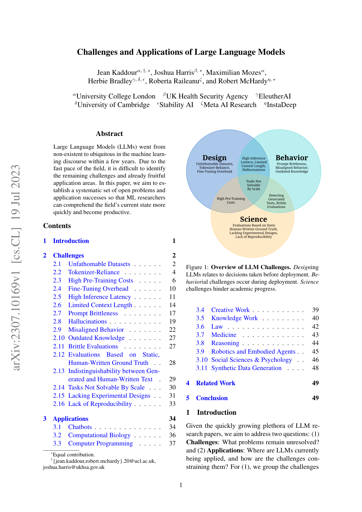 Challenges & Application of LLMs