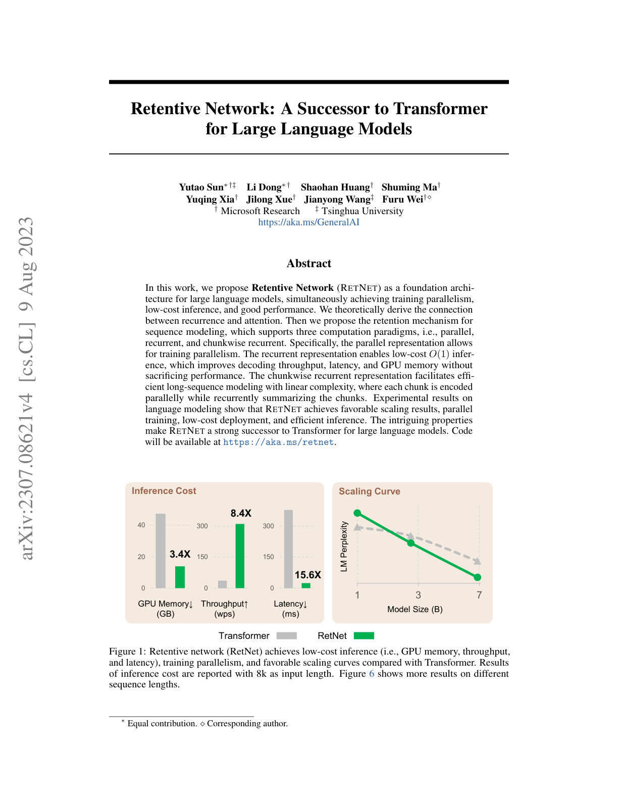Retentive Network (RetNet)
