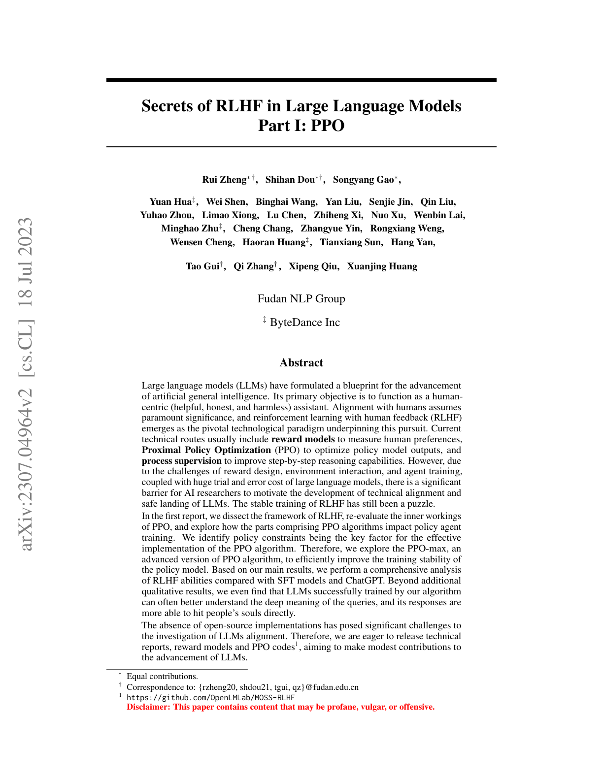Secrets of RLHF in LLMs