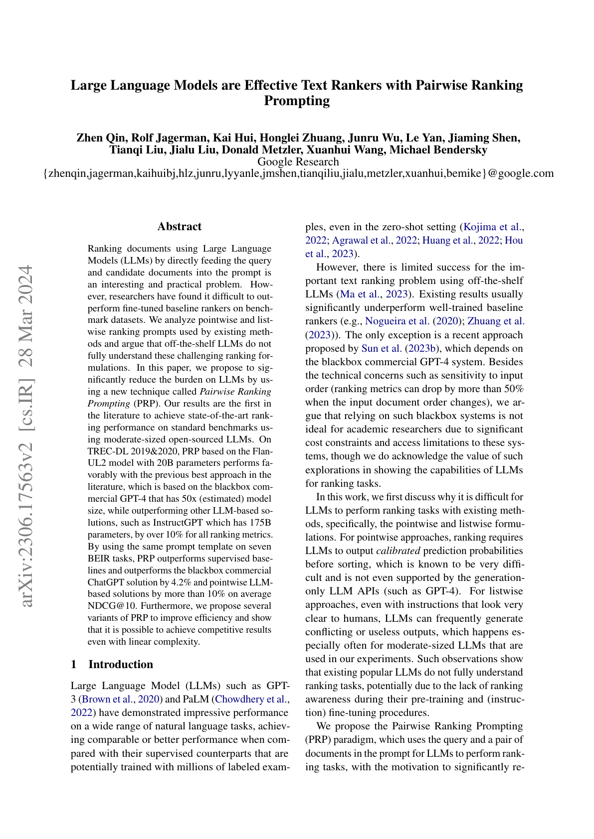 LLMs as Effective Text Rankers