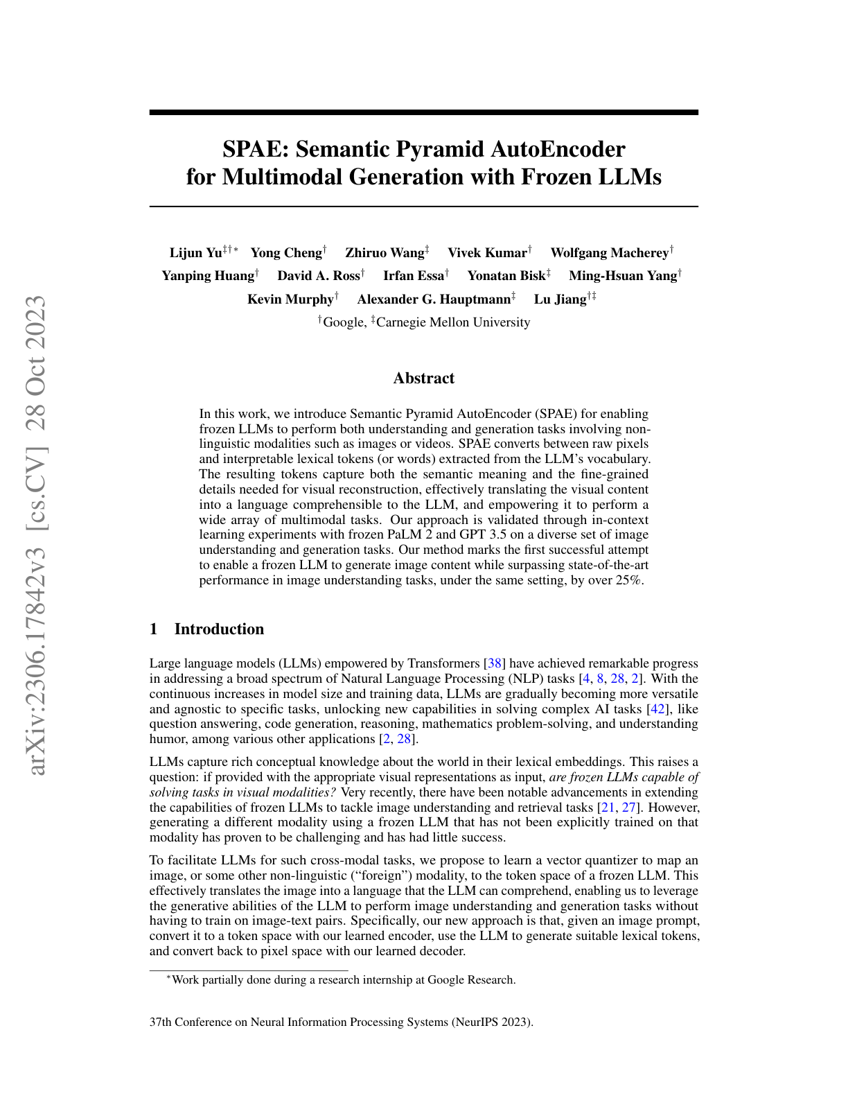 Multimodal Generation with Frozen LLMs