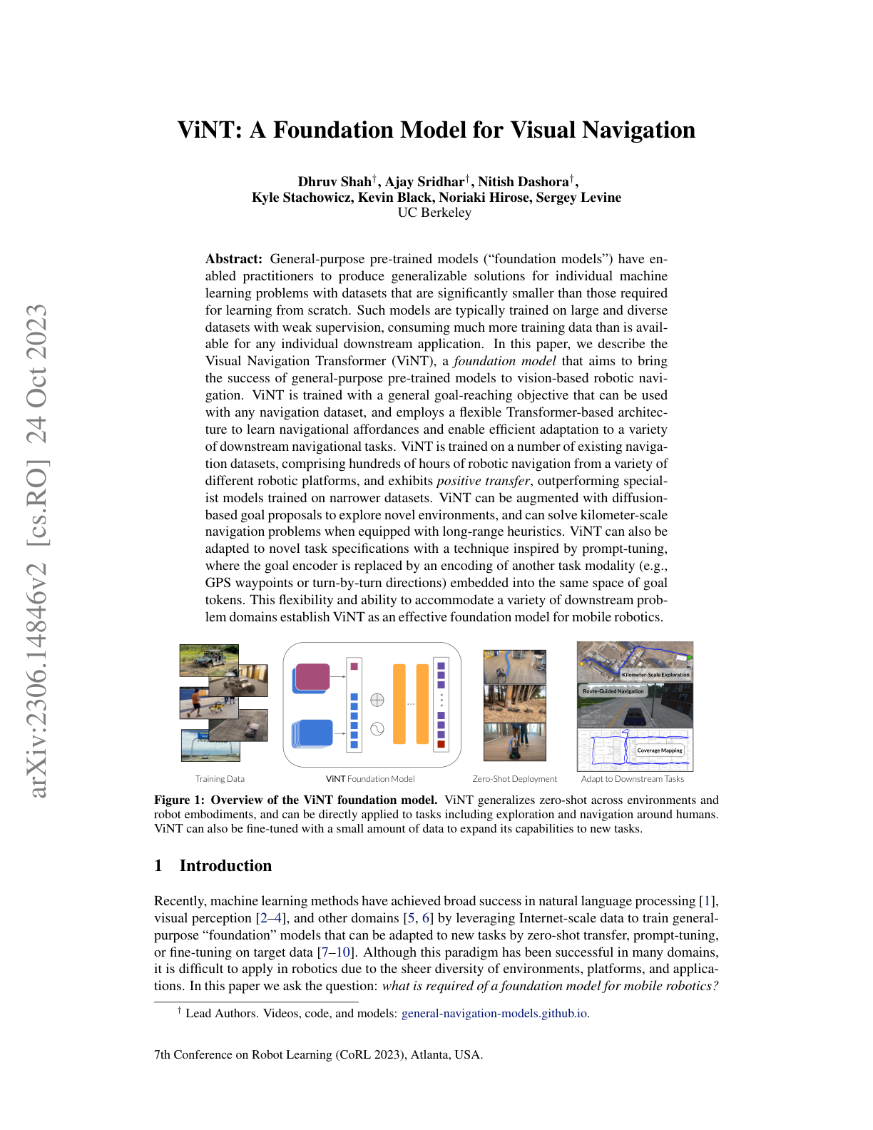 Visual Navigation Transformer (ViNT)