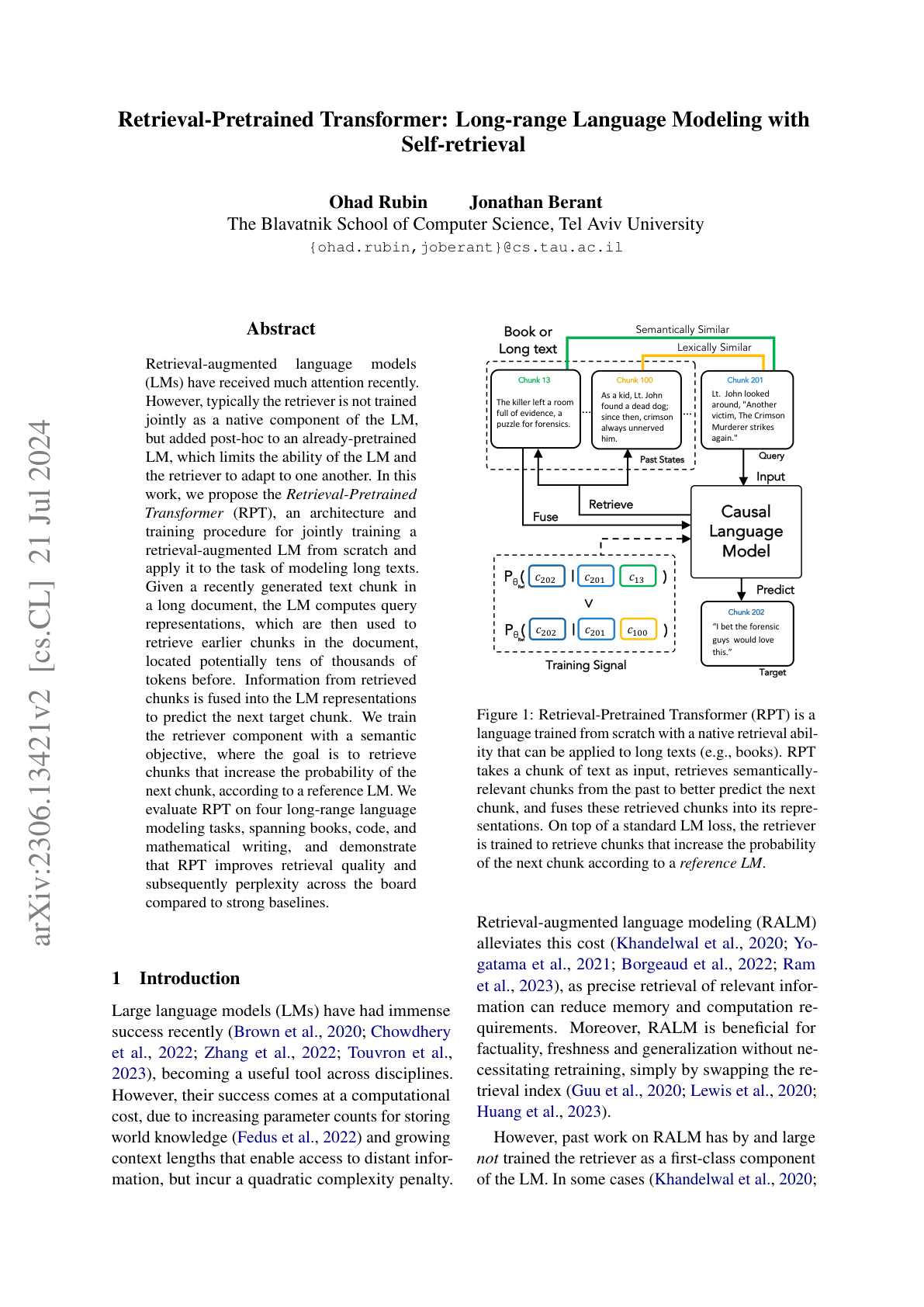 Long-range Language Modeling with Self-Retrieval