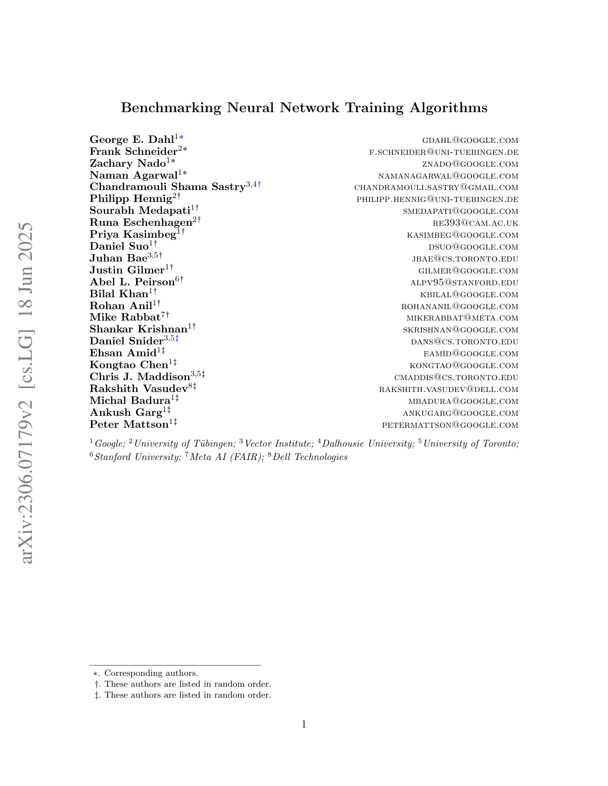Benchmarking NN Training Algorithms (AlgoPerf)