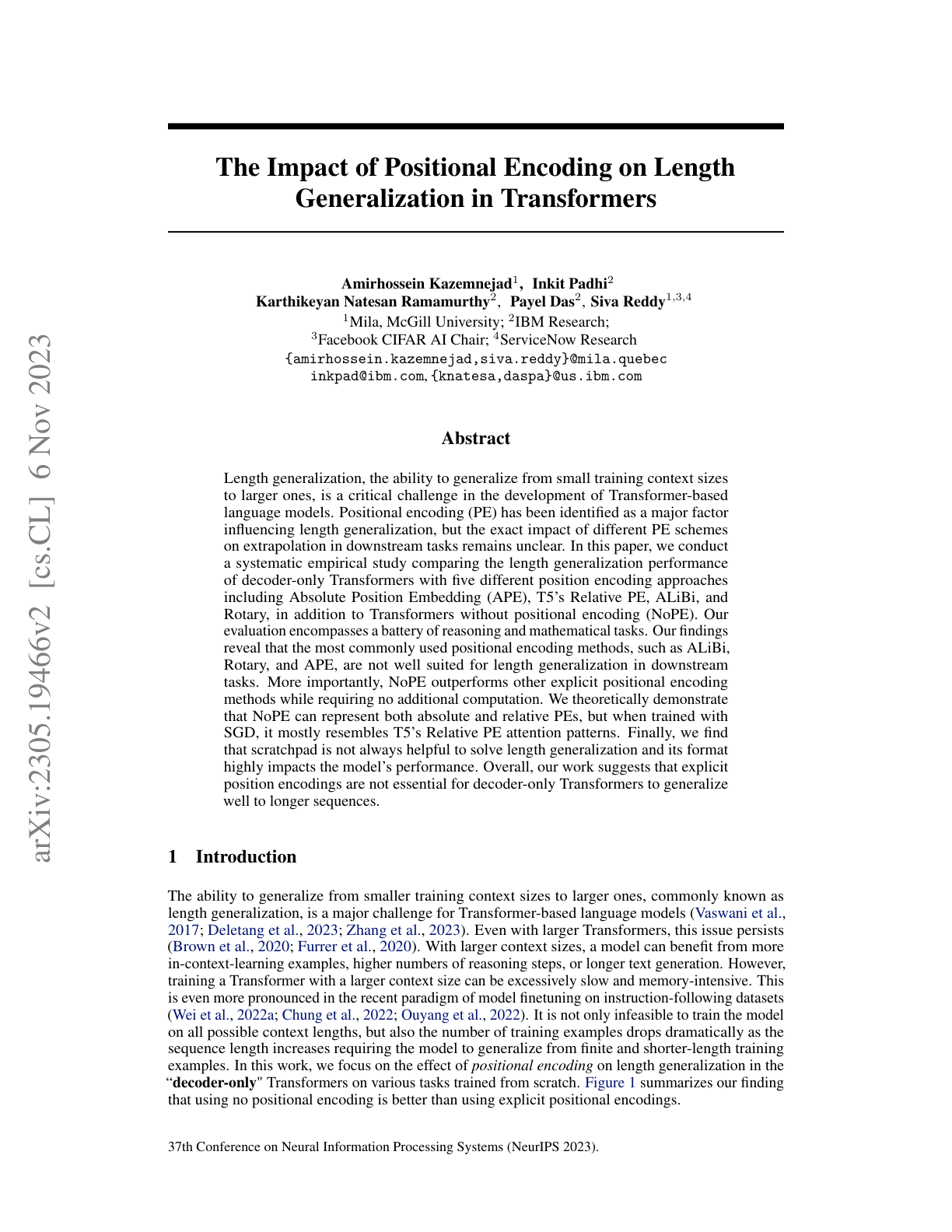 No Positional Encodings (NoPE)