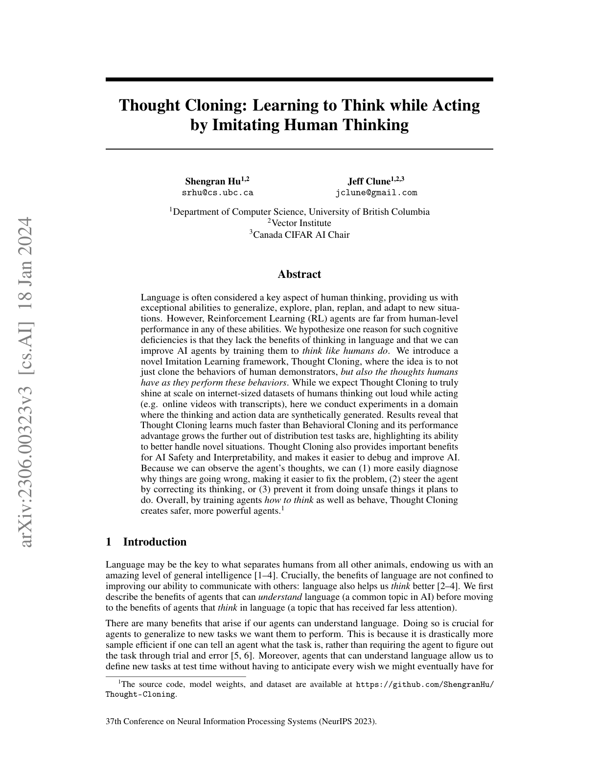 Thought Cloning