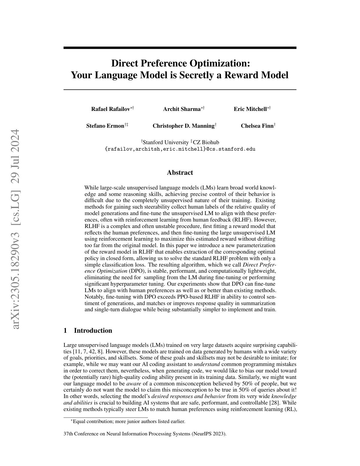 Direct Preference Optimization (DPO)