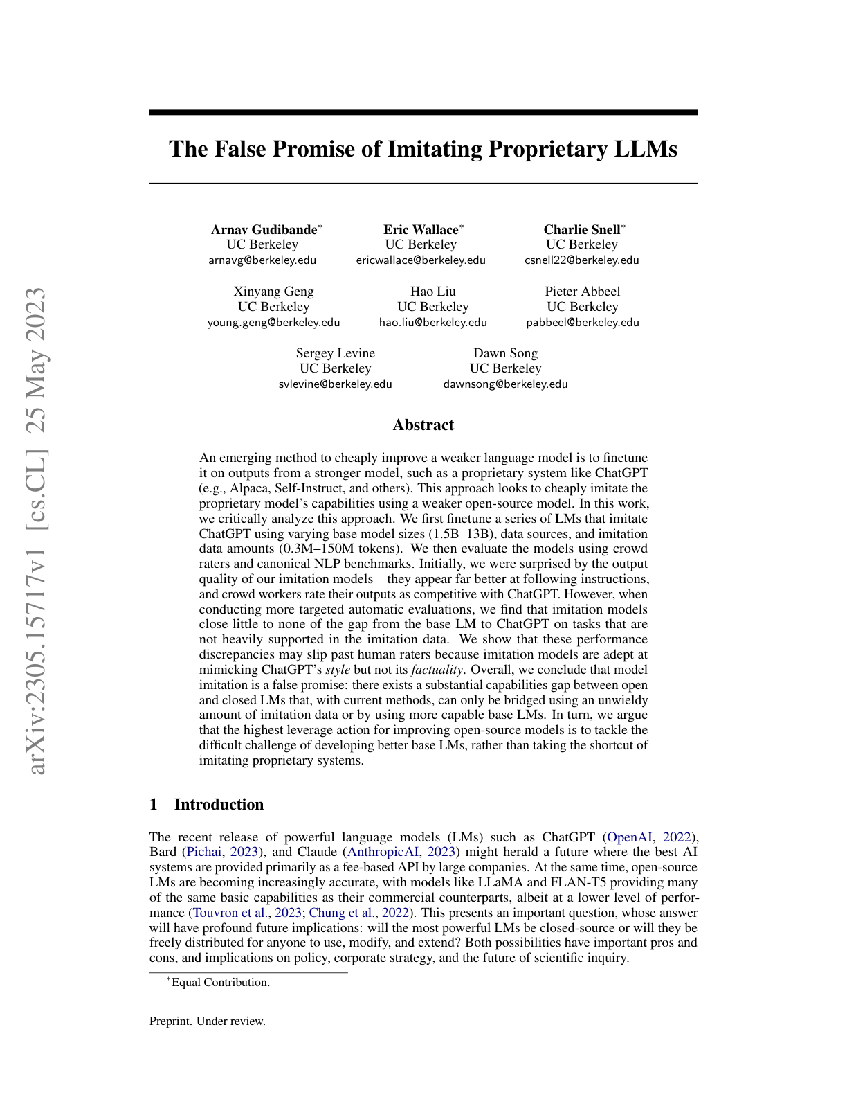 The False Promise of Imitating Proprietary LLMs