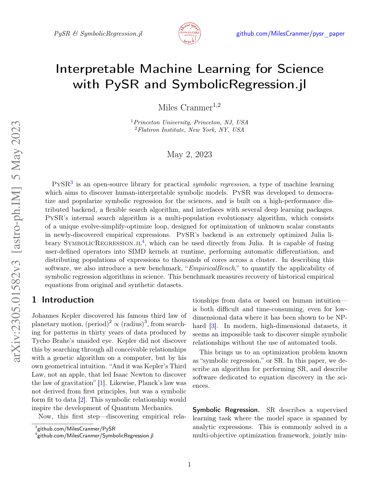 Interpretable ML for Science with PySR