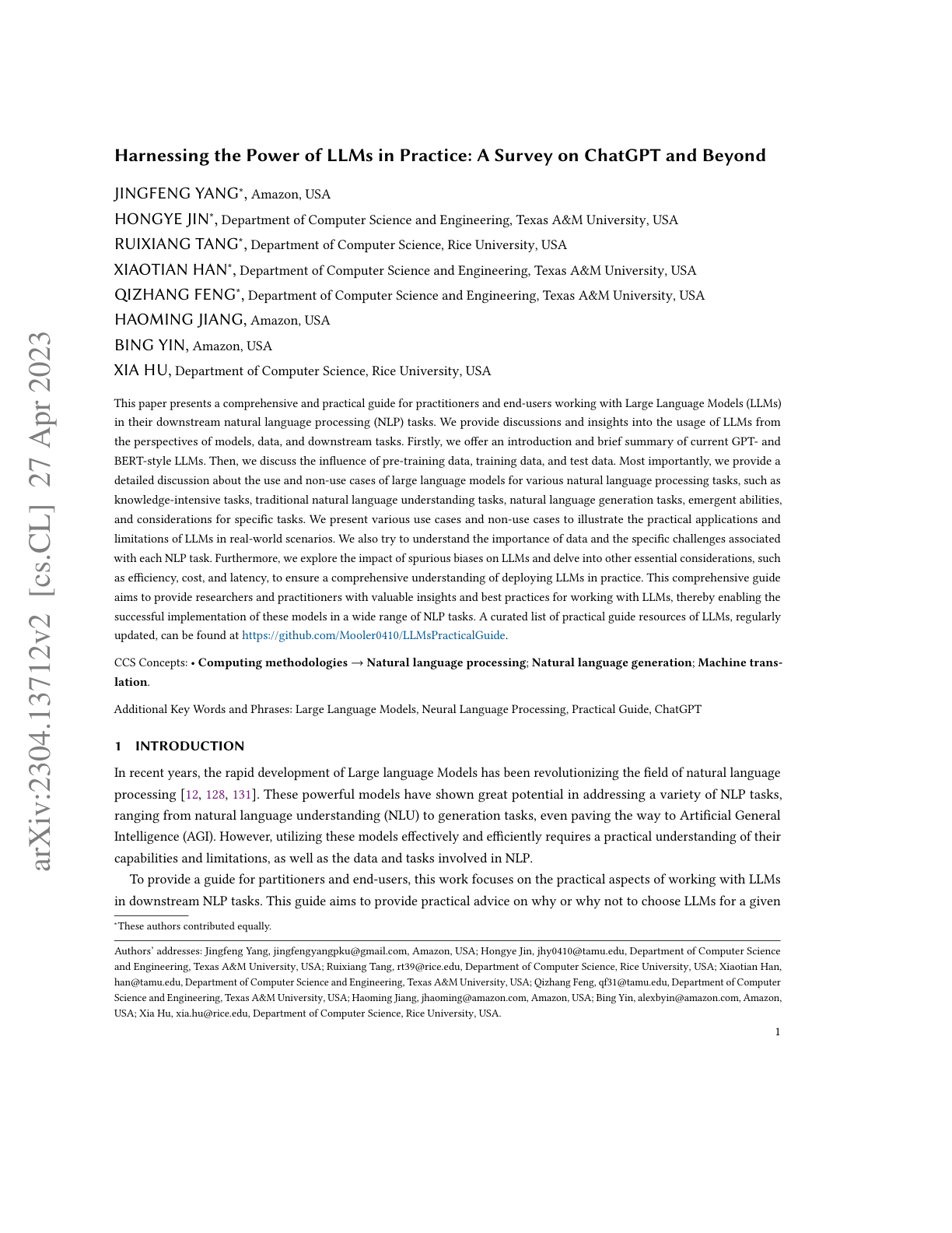 Harnessing the Power of LLMs in Practice: A Survey on ChatGPT and Beyond