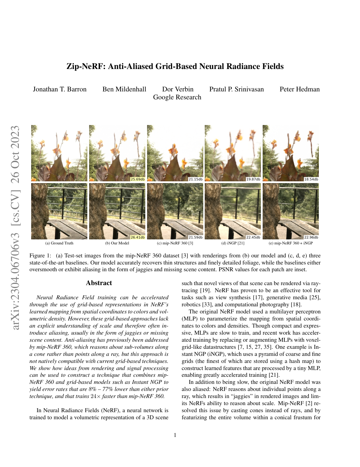 Zip-NeRF: Anti-Aliased Grid-Based Neural Radiance Fields