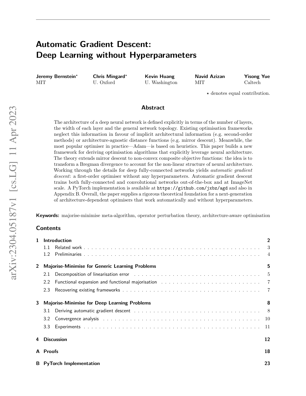 Automatic Gradient Descent: Deep Learning without Hyperparameters