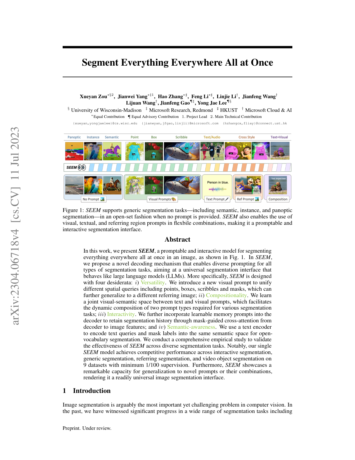 Segment Everything Everywhere All at Once (SEEM)