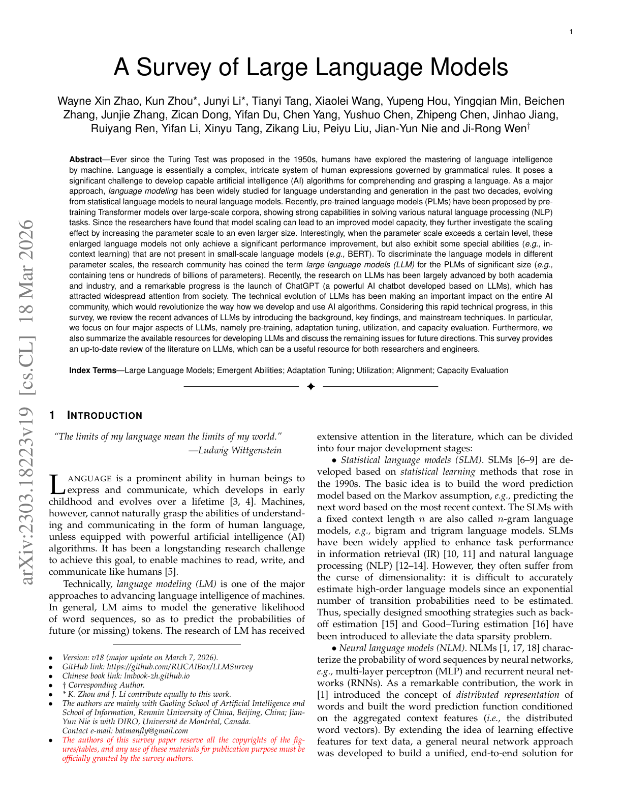 A Survey of Large Language Models