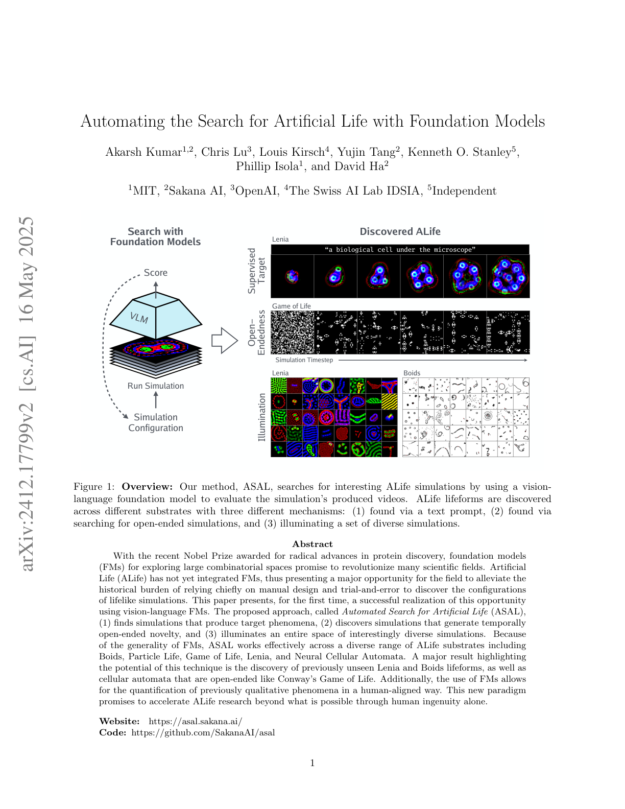 Automating the Search for Artificial Life