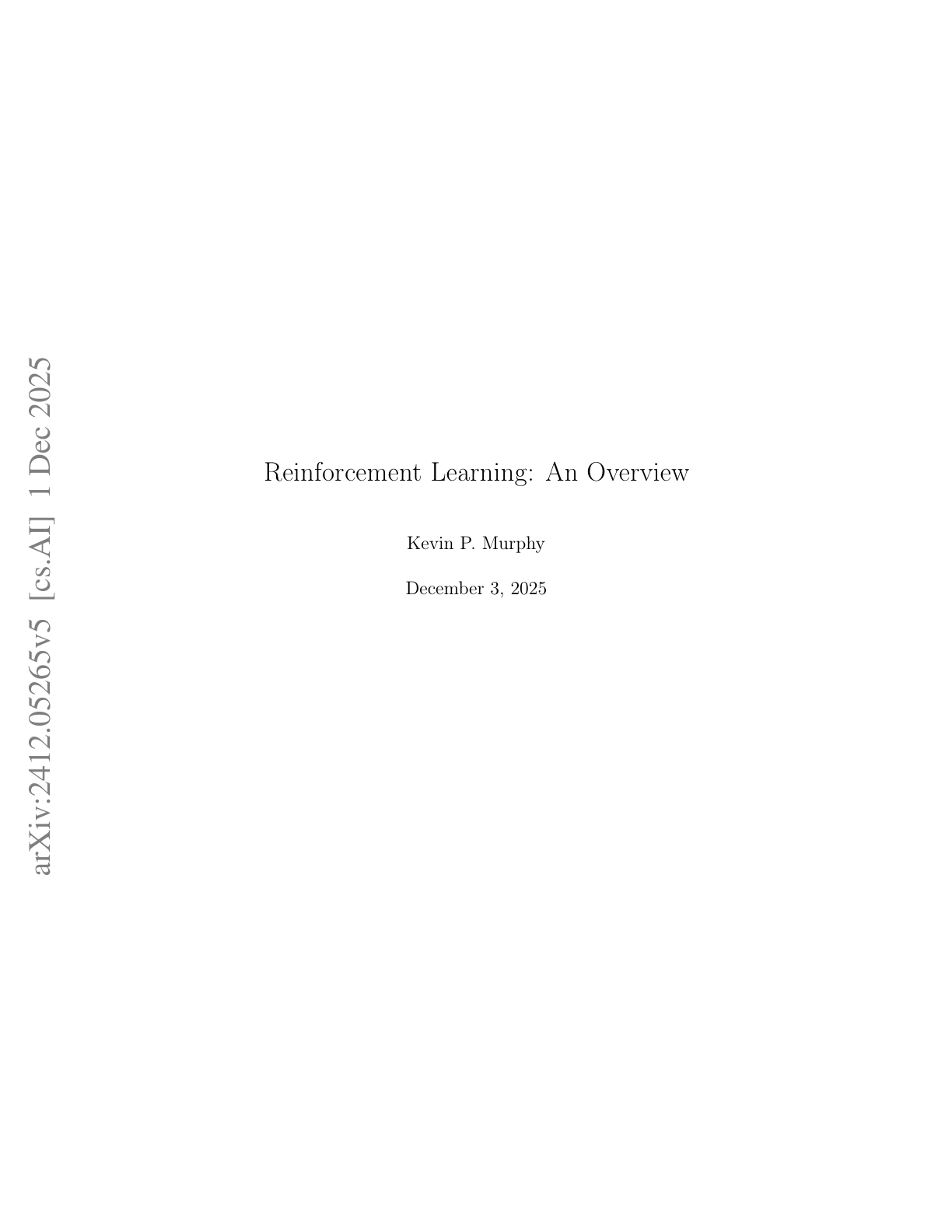Reinforcement Learning Overview