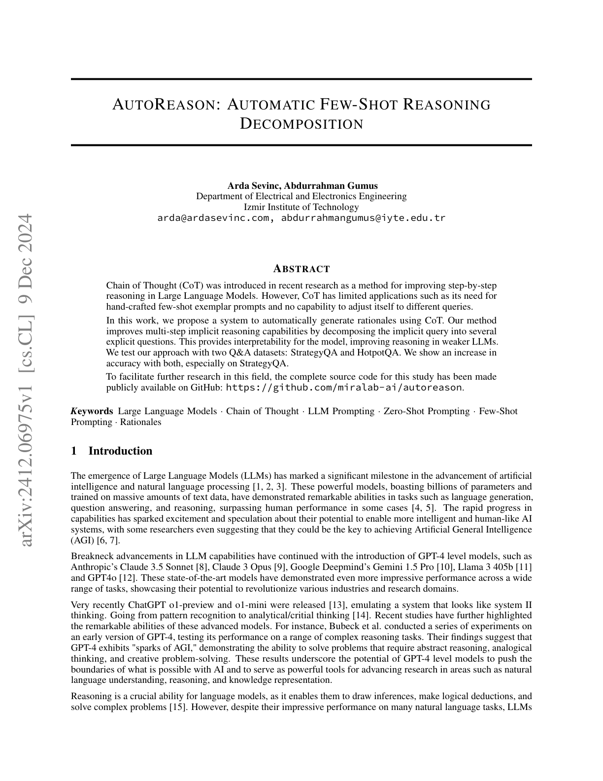 AutoReason Improves Multi-step Reasoning